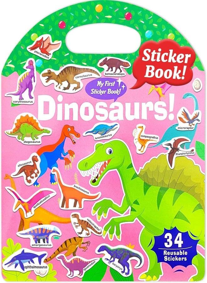 Slipps Jelly Reusable Fun Sticker Books for Kids Toddlers 1-6 Years, 36 Pcs Cute Waterproof Stickers for Teens Girls Boys (Dinosaurs) - Image 1
